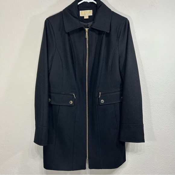 MICHAEL MICHAEL KORS BLACK HOODED COAT Size 10 - Picture 1 of 7